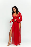 Red Damita Slit Wrap Robe