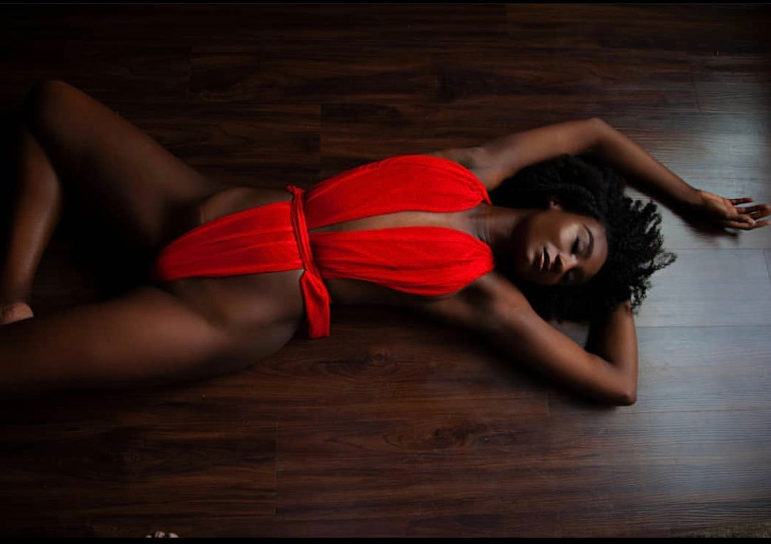 Red Lola Plunge Mesh Teddy