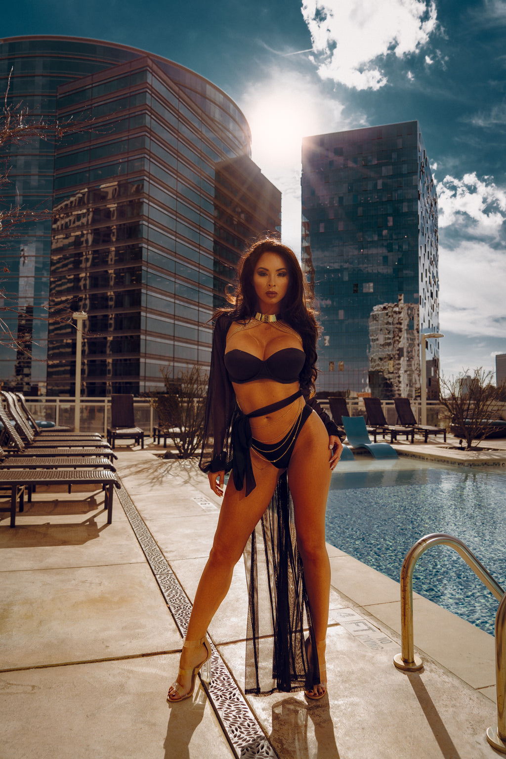 Black Damita Slit Wrap Robe