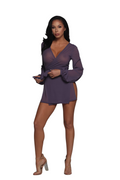 Aubergine Damita Demi Slit Wrap Robe
