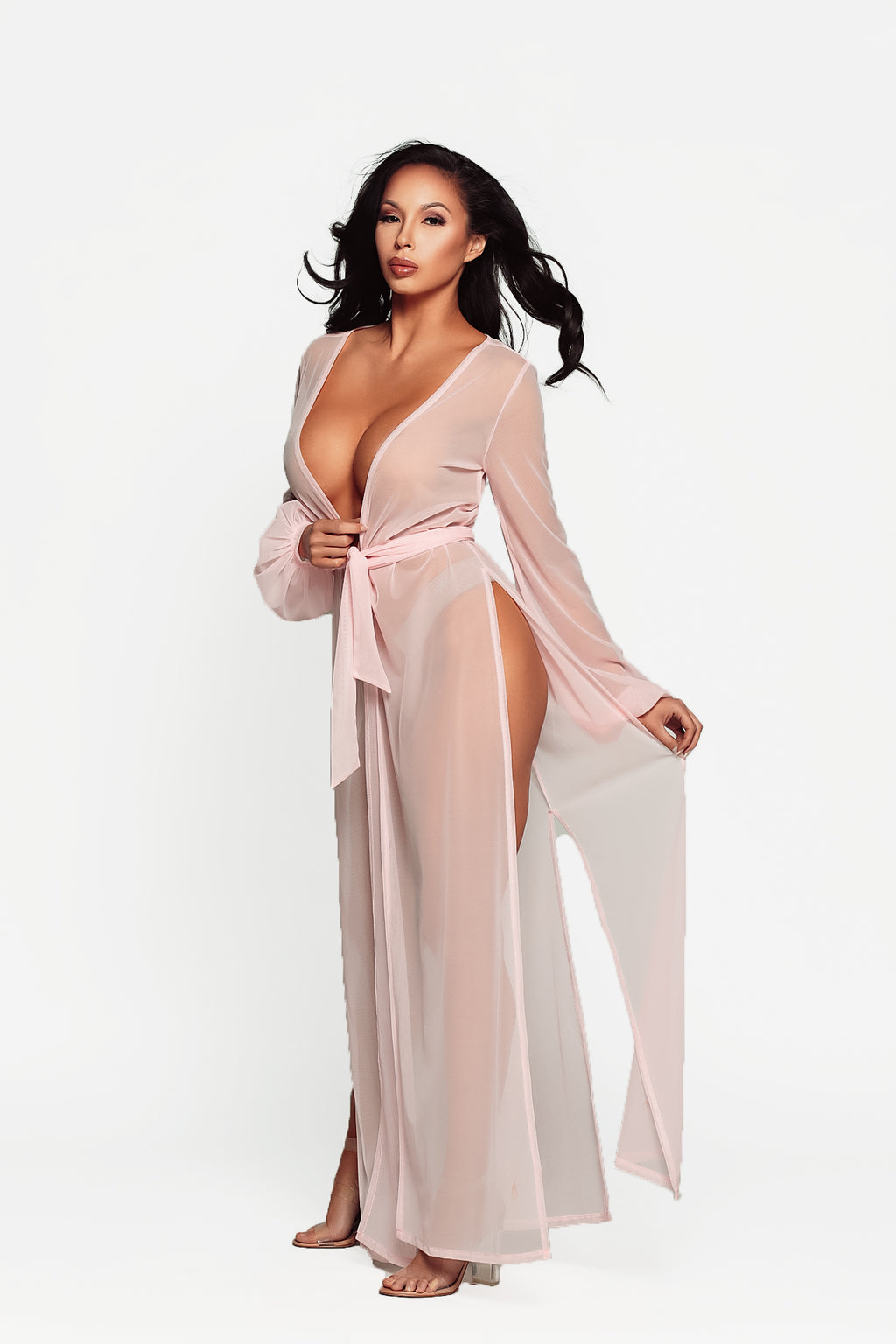 Pink Damita Slit Wrap Robe