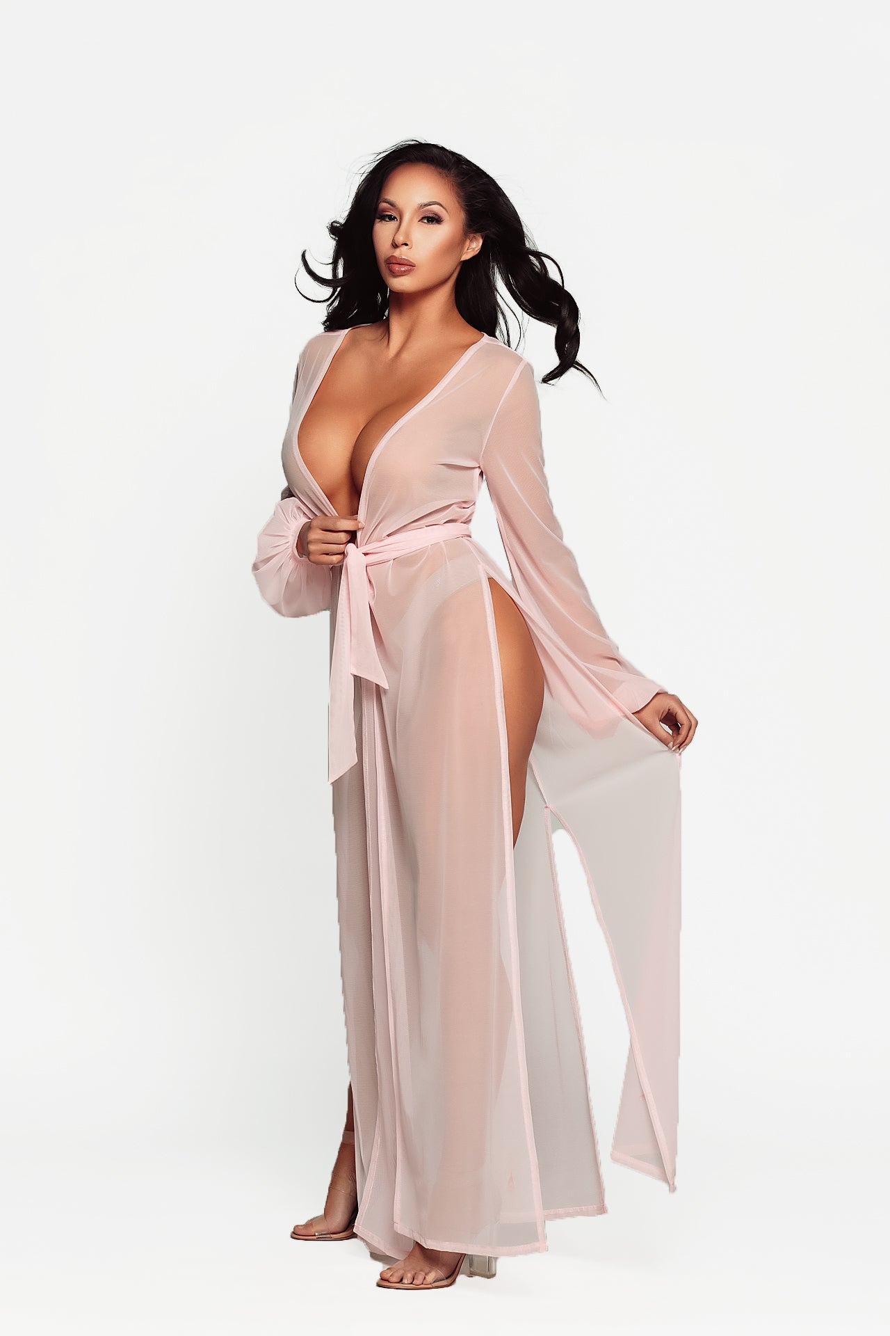 Pink Damita Slit Wrap Robe