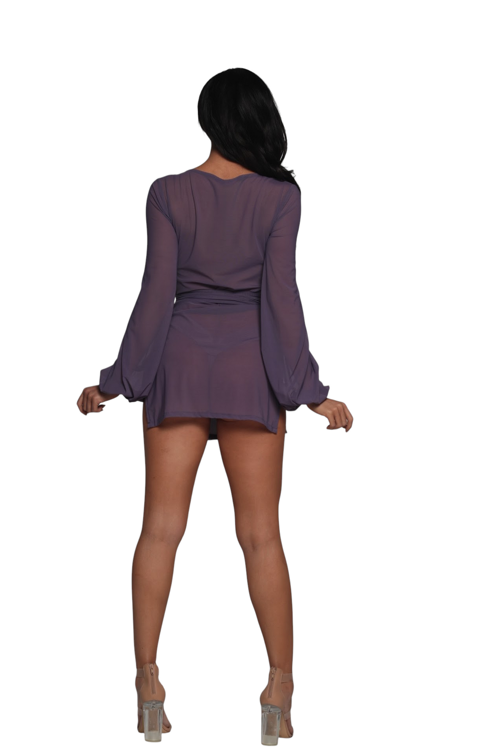 Aubergine Damita Demi Slit Wrap Robe