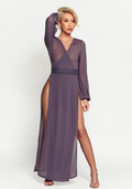 Augbergine Damita Slit Wrap Robe
